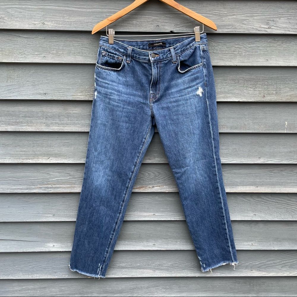 J. Brand Johnny Mid- Rise boy fit jeans raw hem size 32